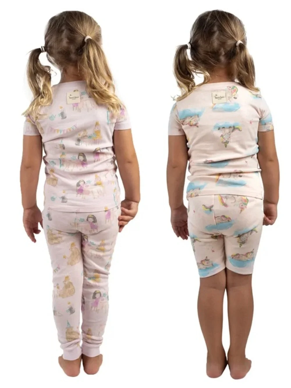 Burt's Bees Pink Kids Tea Party Pajama 4-Piece Set NWT